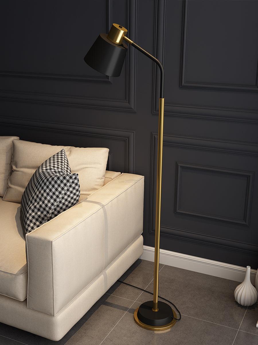 Emmental Floor Lamp ∅ 17.3″ - Gold&Black, Gold&White-1-Luxehomezone