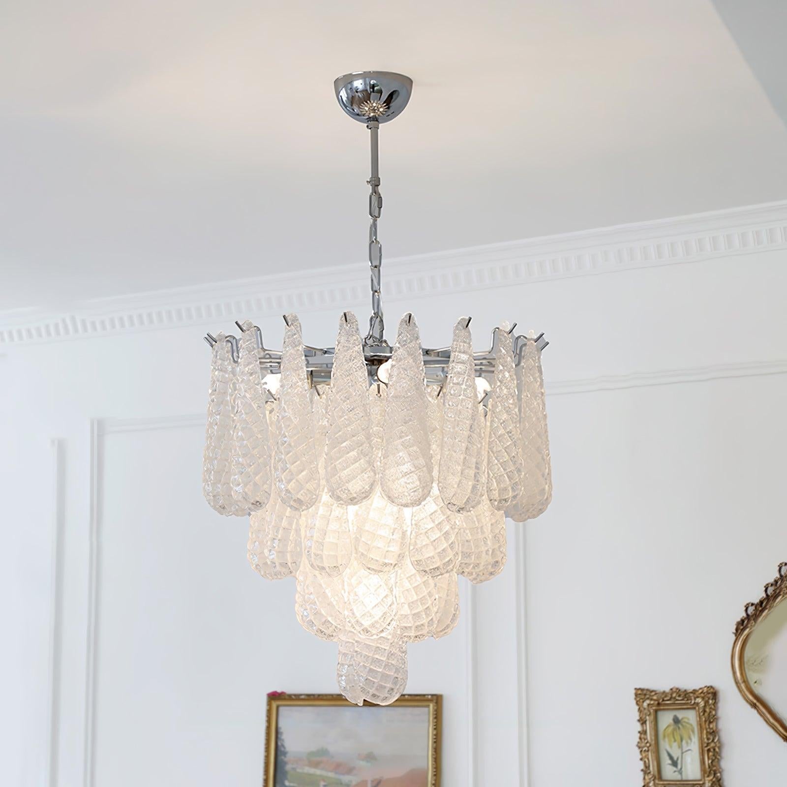Grid Glass Style Waterfall Chandelier - Cylinder-1-Luxehomezone