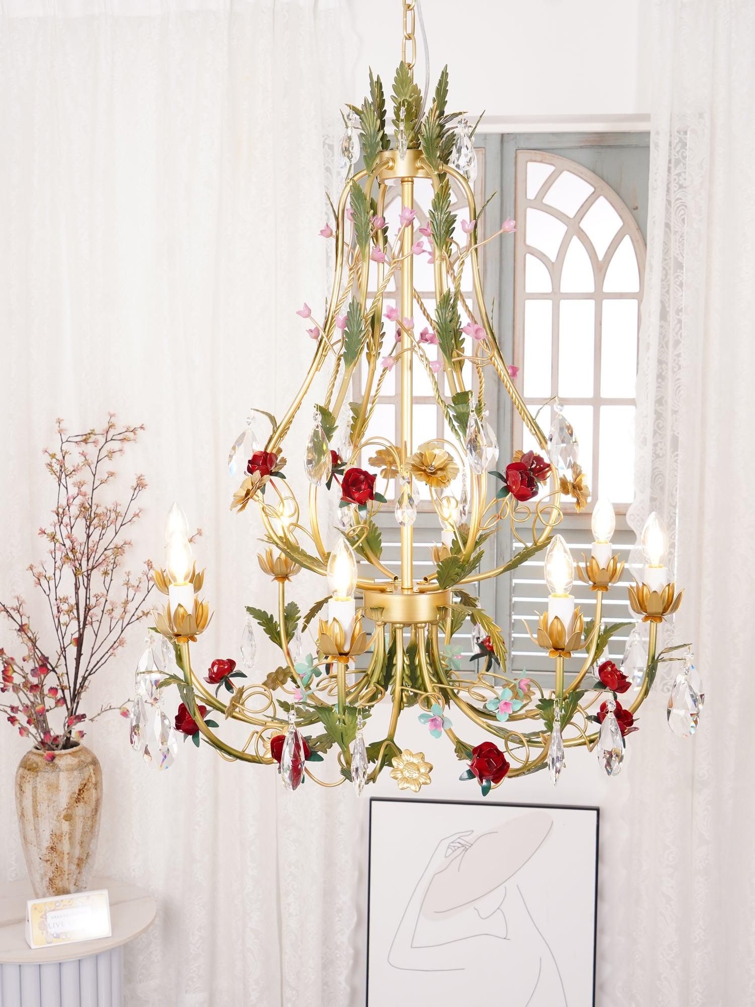 Candle Style Rose Love Chandelier with 6/8 heads - Candle-1-Luxehomezone