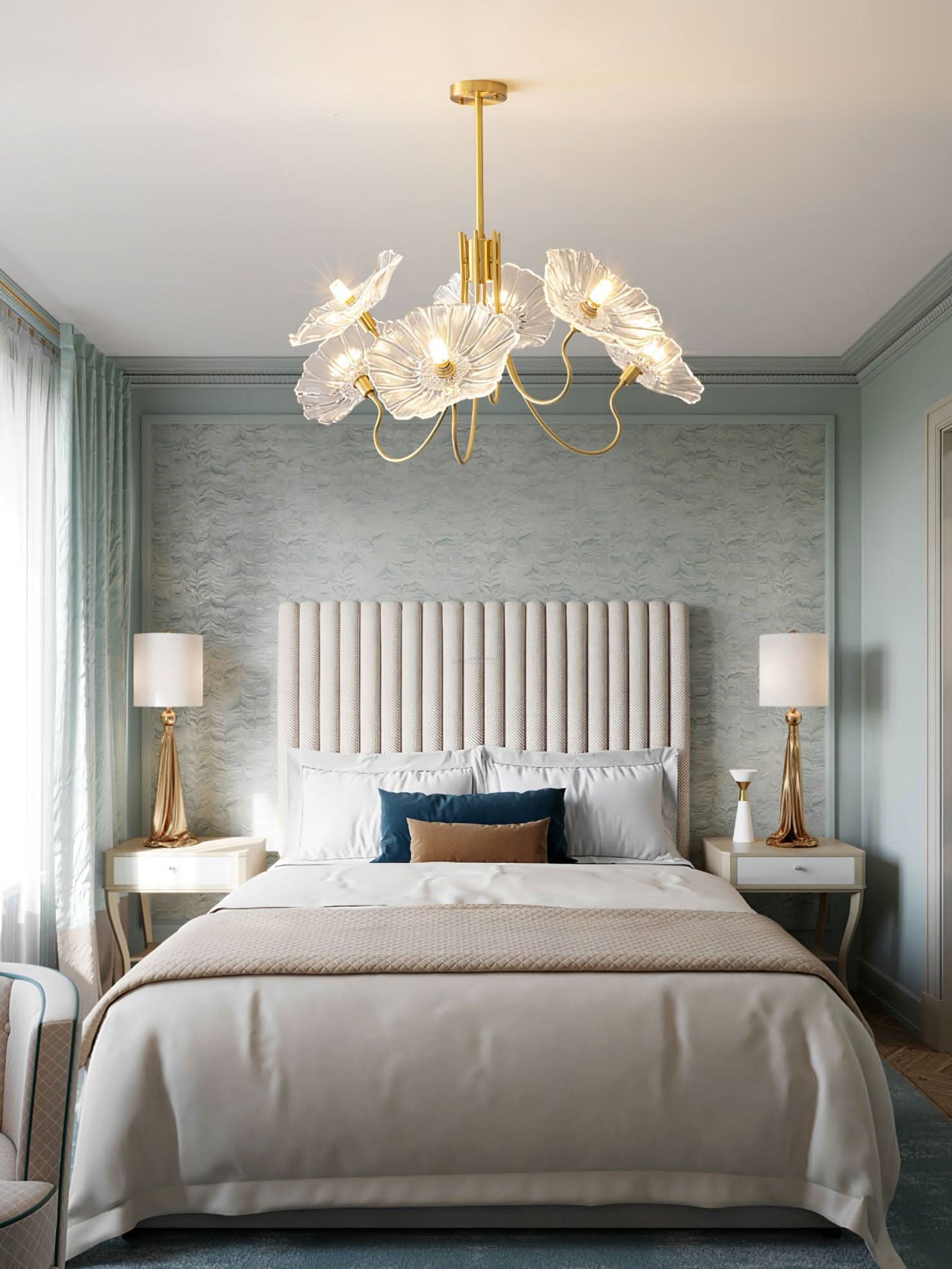 Lotus Leaf Glass Chandelier ∅ 35.4″ - Luxehomezone