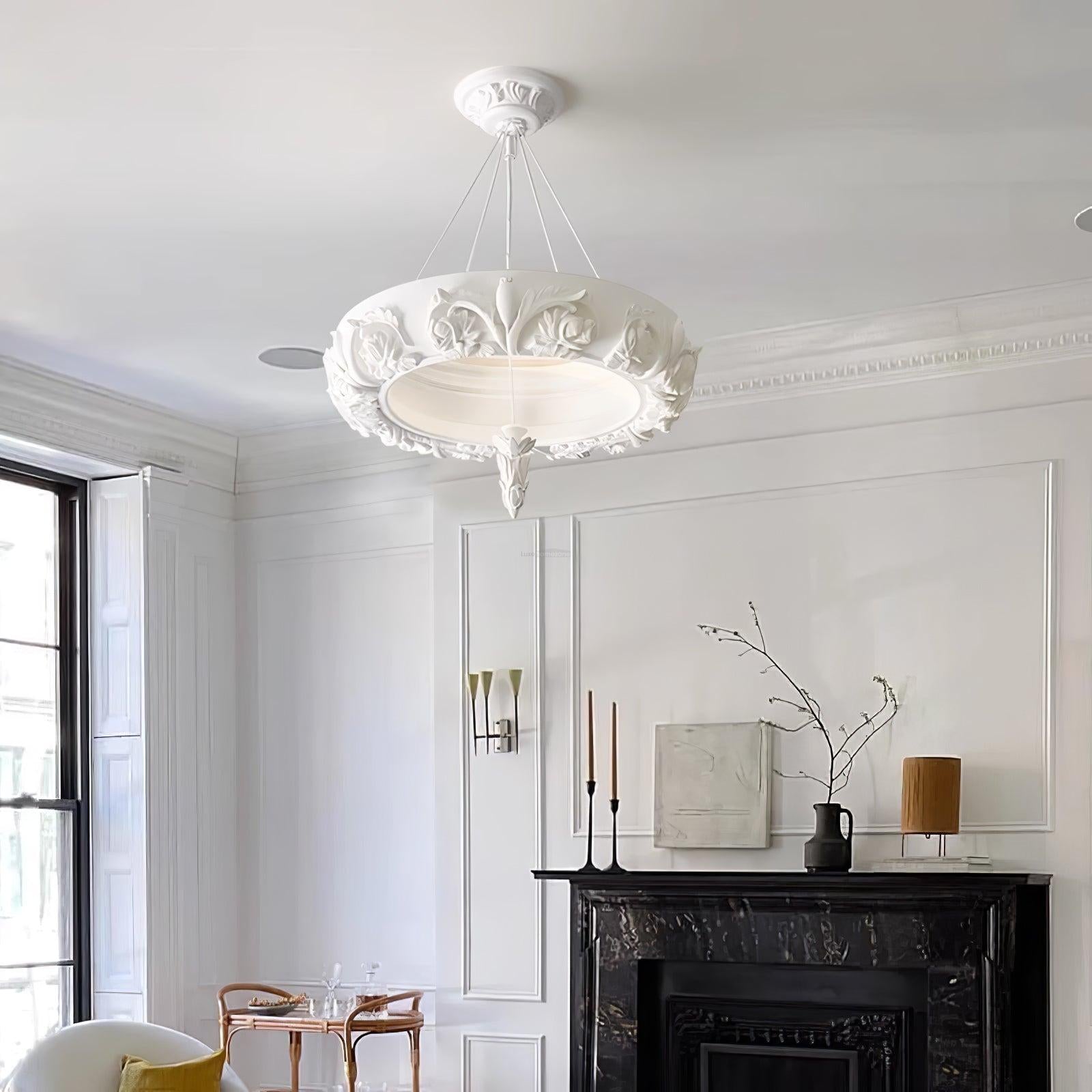 Artistic Carved Plaster Chandelier ∅ 23.6″~∅ 31.5″ - Alabaster-1-Luxehomezone