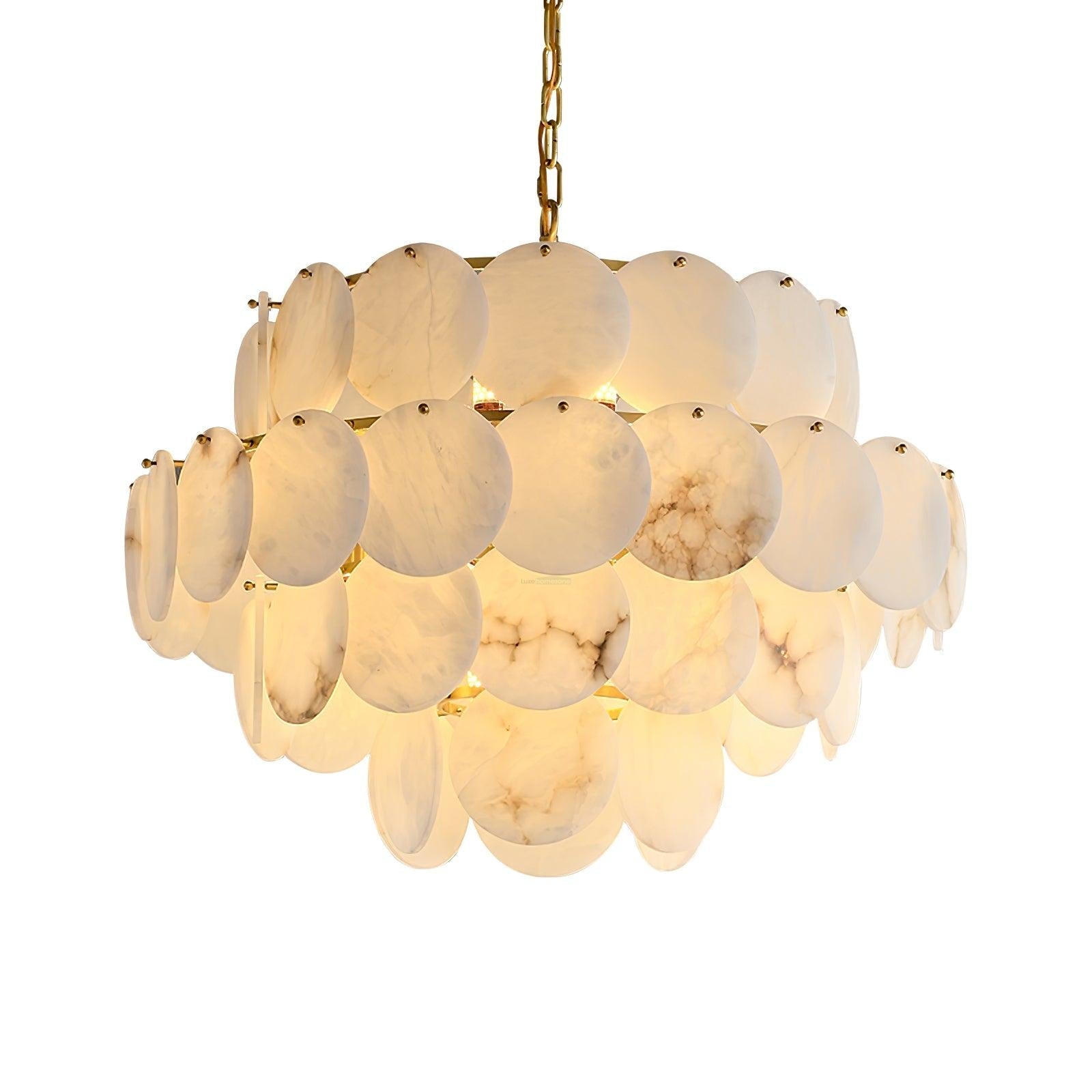 Alabaster Shell Brass Chandelier with 2/3/4/5/6 layer - Alabaster, Alabaster Chandelier-1-Luxehomezone