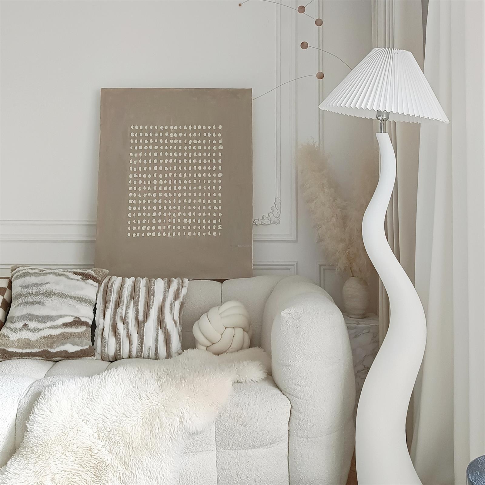 Twisted Pleated Floor Lamp ∅ 17.7″ - Fabric-1-Luxehomezone