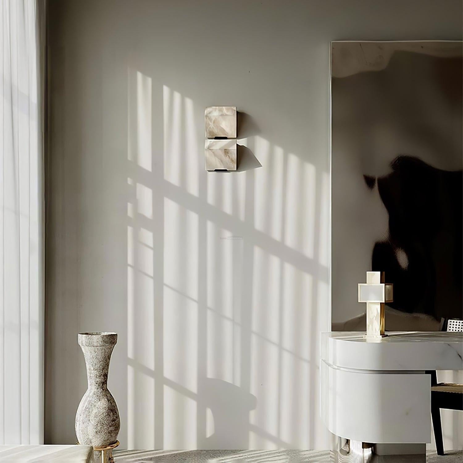 Alabaster Staircase Wall Sconce - Alabaster, Alabaster Wall Lamp-1-Luxehomezone