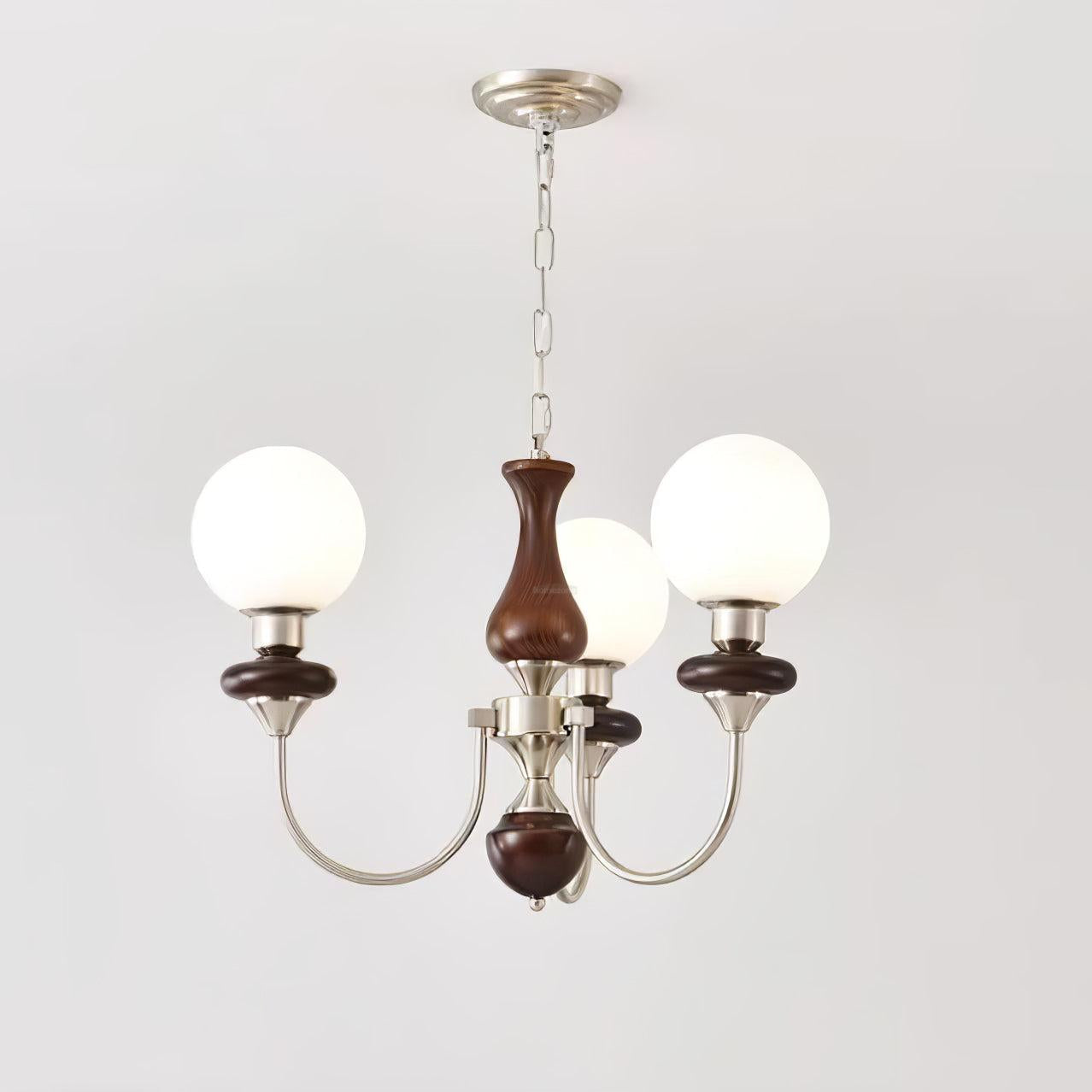 Walnut Brass Chandelier with 3/6/8 lamps - Bend, Marshmallow Chandelier-1-Luxehomezone