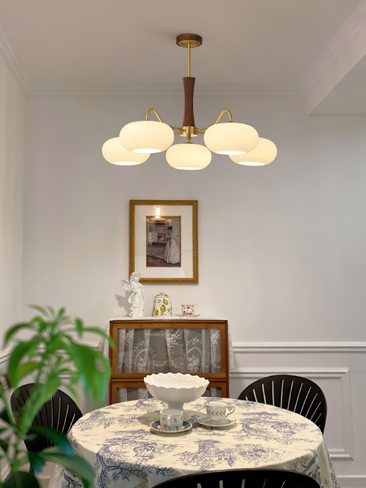 Brass Wooden Persimmon Ceiling Light For Living Room - Glass Chandelier, Persimmon, Semi Flush Mounts-1-Luxehomezone