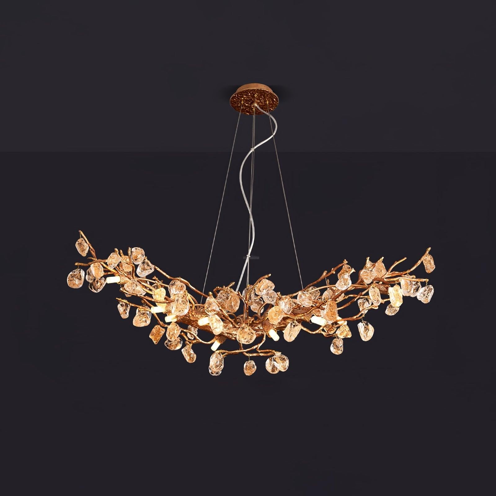 Stone Crystal Brass Chandelier  ∅ 5.1″ - Branch, Crystals-1-Luxehomezone