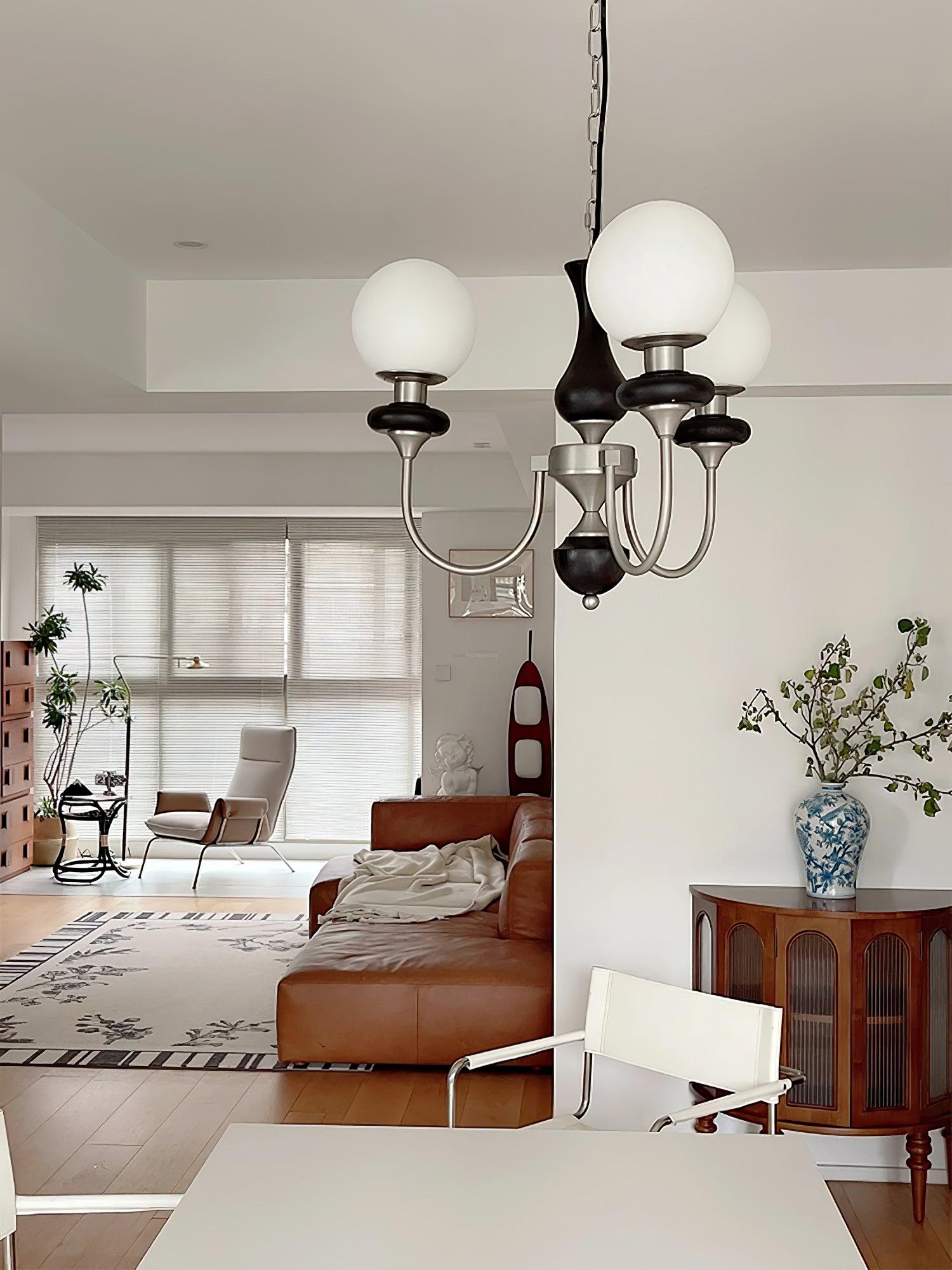 Walnut Brass Chandelier with 3/6/8 lamps - Bend, Marshmallow Chandelier-1-Luxehomezone