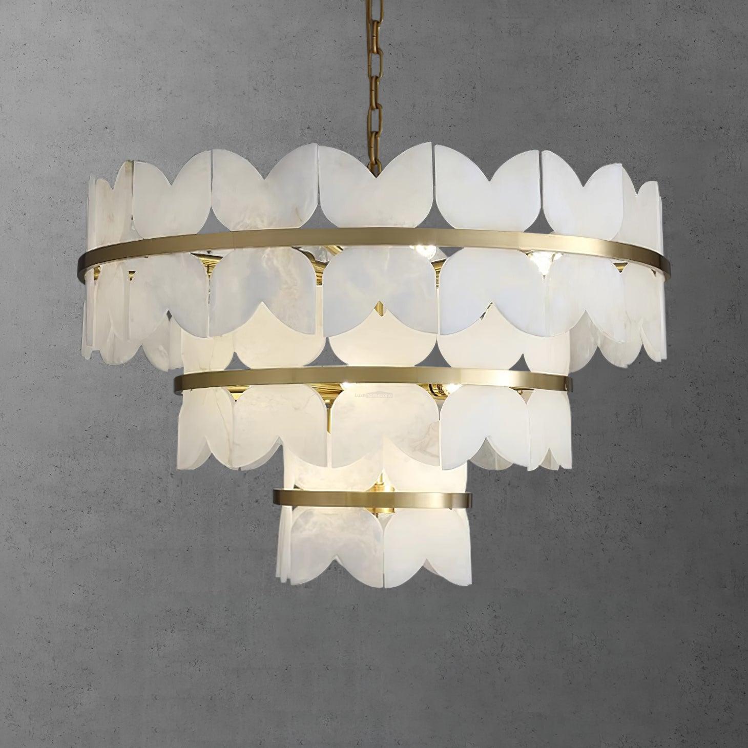 Alabaster Cloudscape Chandelier with 1/2 layer - Alabaster, Alabaster Chandelier-1-Luxehomezone
