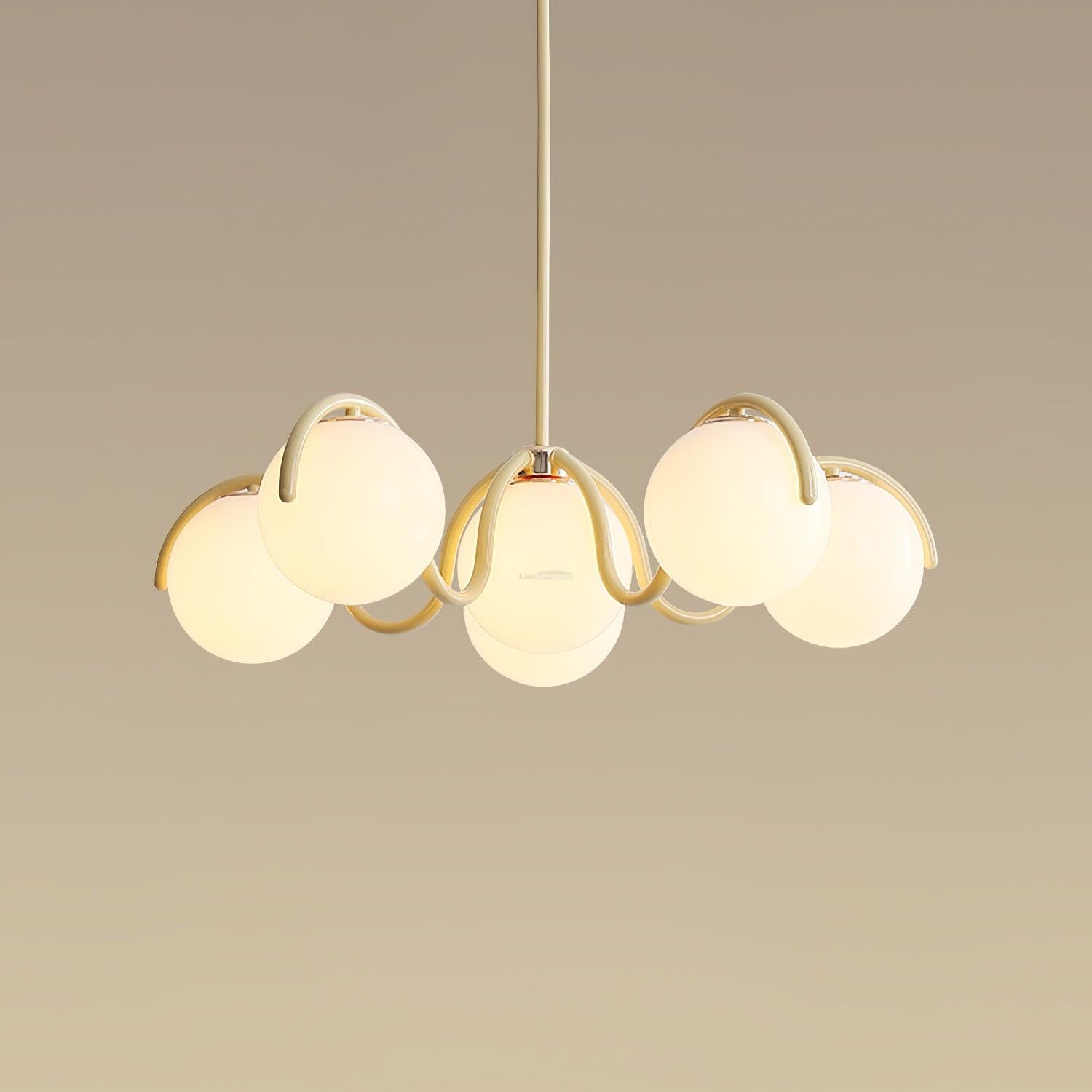 Reedway Curve Linear Chandelier ∅ 27.2″ - Bend, Marshmallow Chandelier-1-Luxehomezone