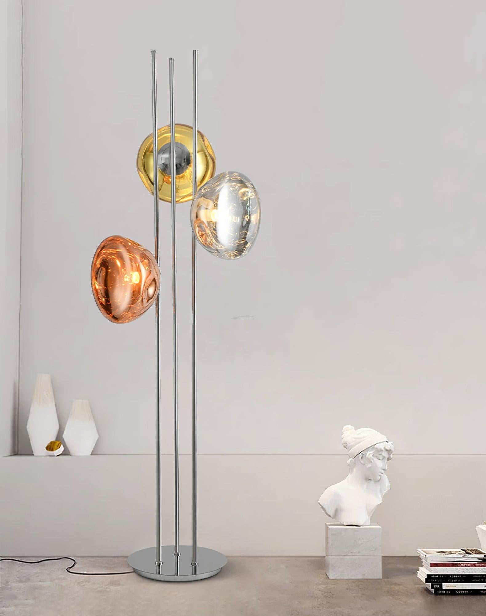 Three Light Glass Floor Lamp ∅ 13.8″ - Luxehomezone