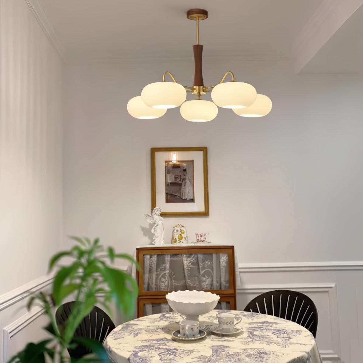 Brass Wooden Persimmon Ceiling Light For Living Room - Glass Chandelier, Persimmon, Semi Flush Mounts-1-Luxehomezone