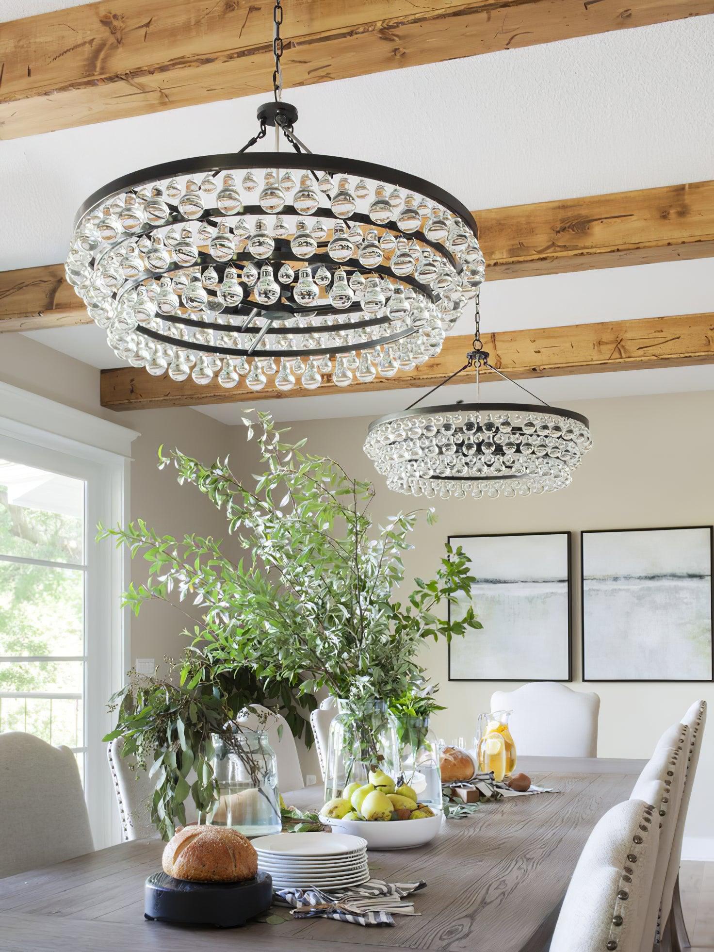 Unique Tiered Crystal Chandelier Φ 15.7″ - Crystals-1-Luxehomezone