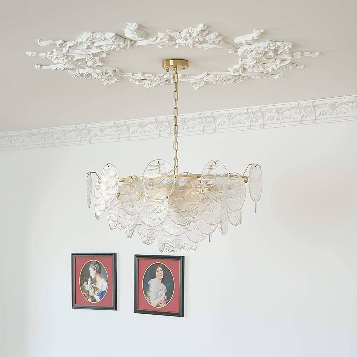 Victorian Disc Round Chandelier - Gold & Clear-1-Luxehomezone