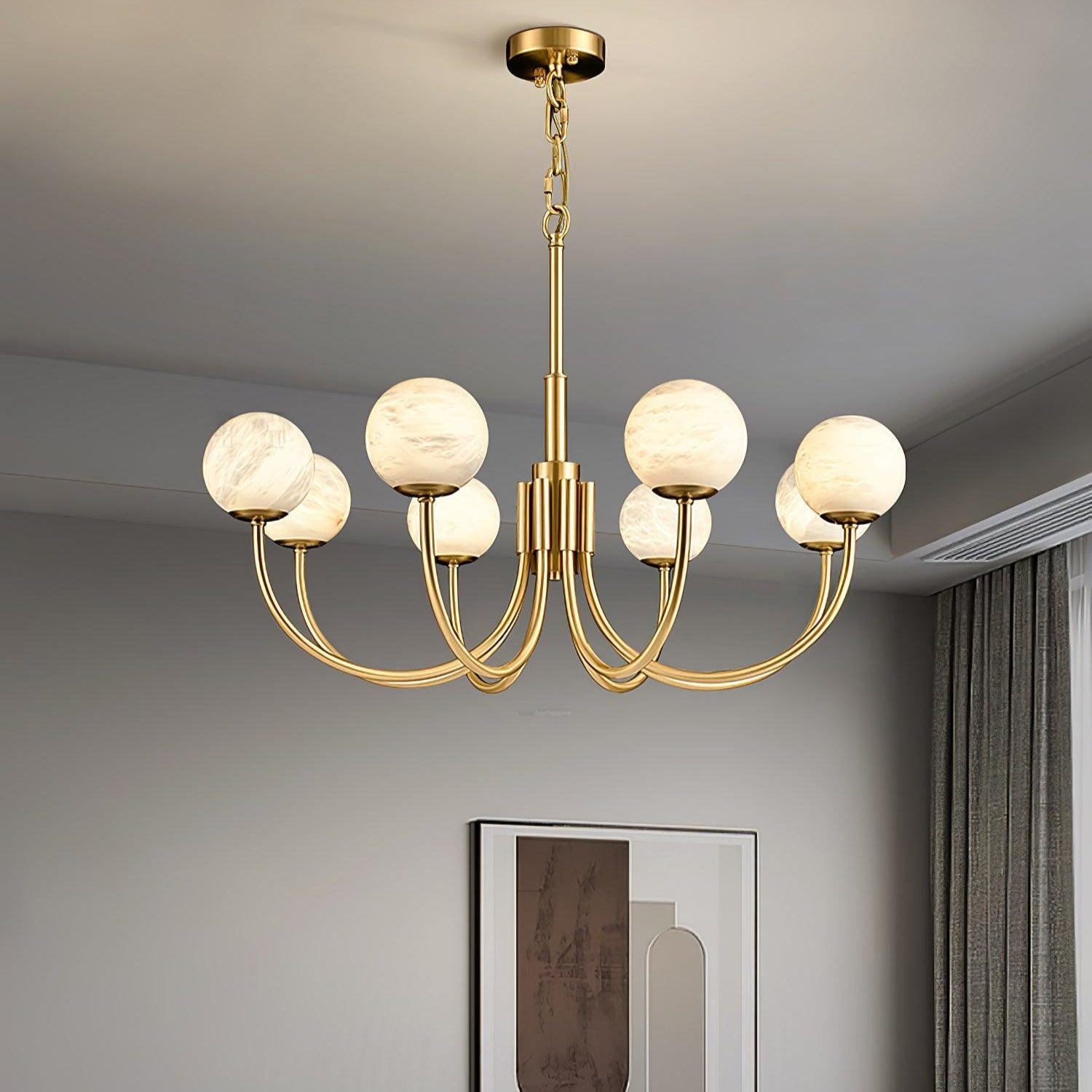 Aurelian Alabaster Globe Chandelier with 6/8/10/12 heads - Luxehomezone