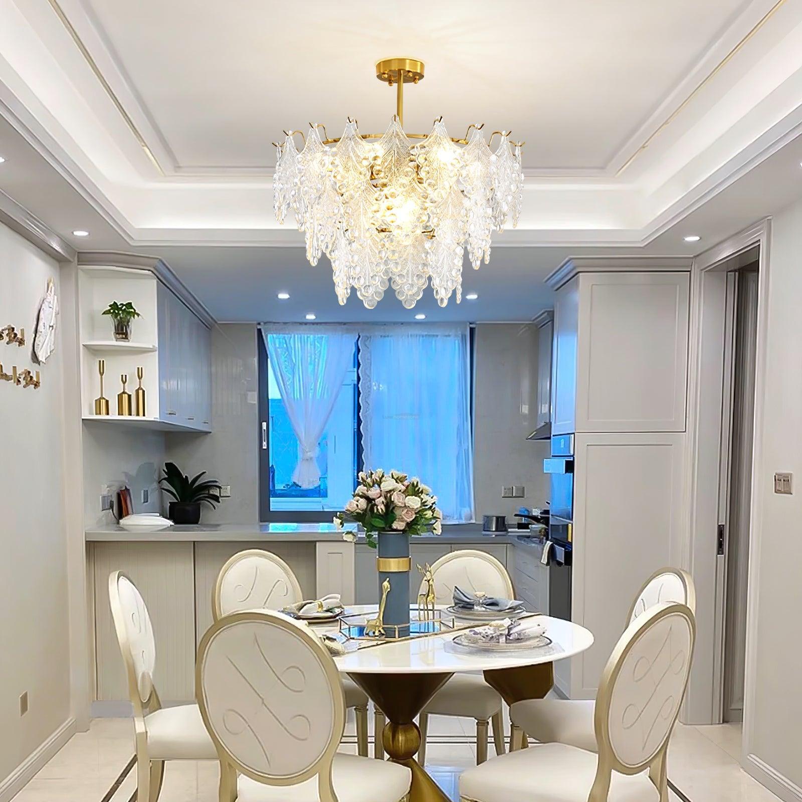 Tiered Carved Glass Chandelier Φ 15.7″ - Luxehomezone