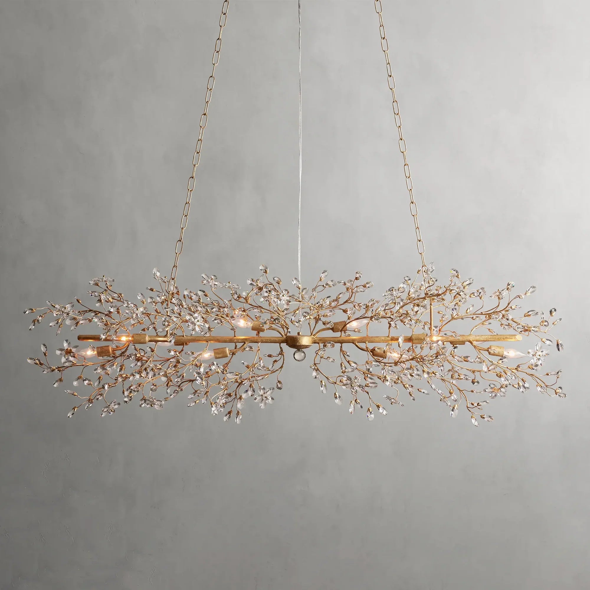 Crystal Flowers Fiore Linear Chandelier - All Products, Bedroom, Best Sellers, Branch, Chandelier, Dinner Room, Fiore Series, Kitchen- Chandelier1-Luxehomezone