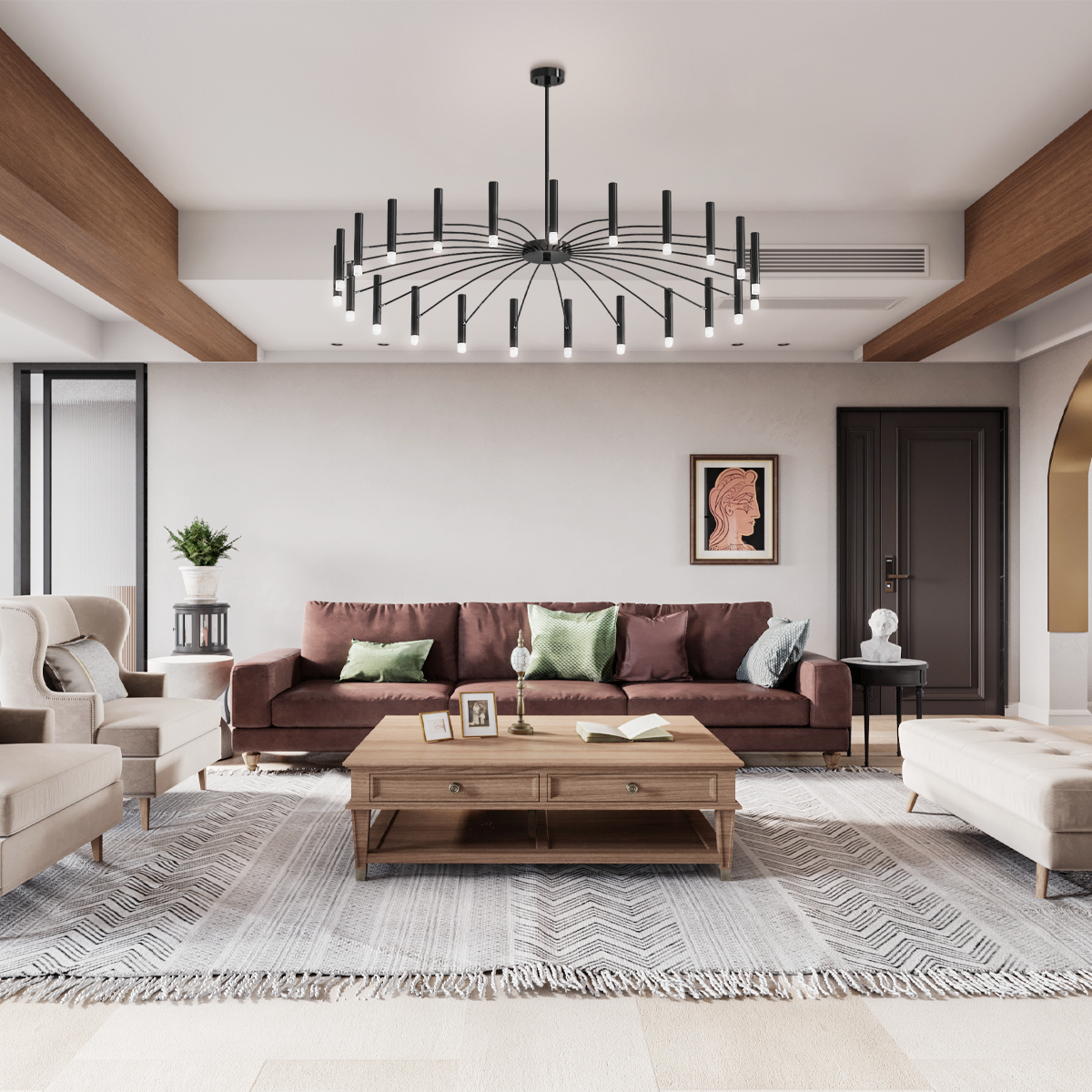 Kendall Contemporary Chandelier For Living Room - Candle, Optimized-1-Luxehomezone