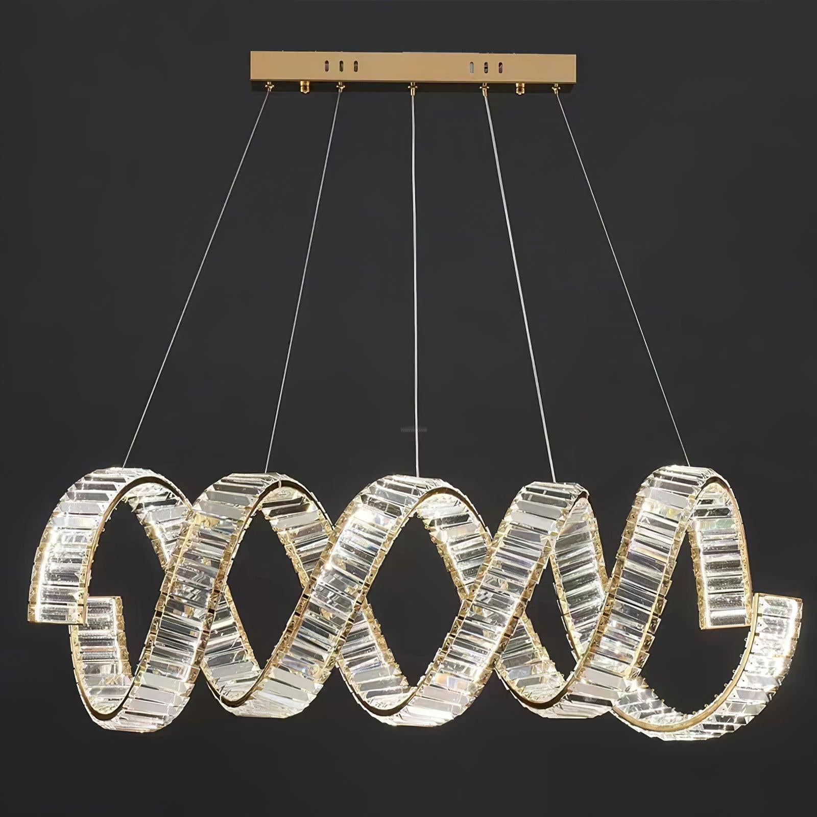 Curved LED Chandelier 39'' 47'' 59'' - Crystals, Straps-1-Luxehomezone