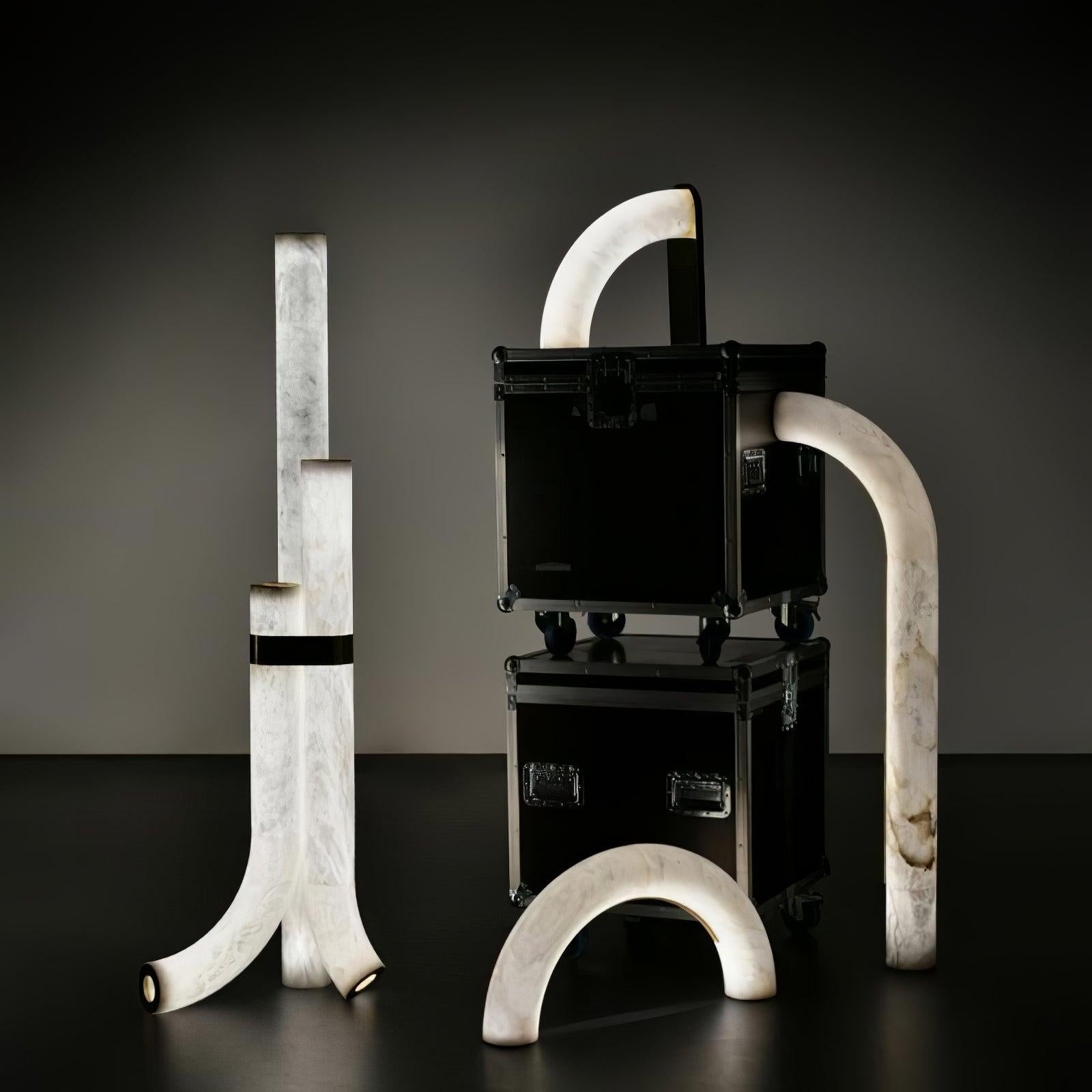 Piped Marble Floor Lamp  ∅ 17.7″ - Alabaster-1-Luxehomezone
