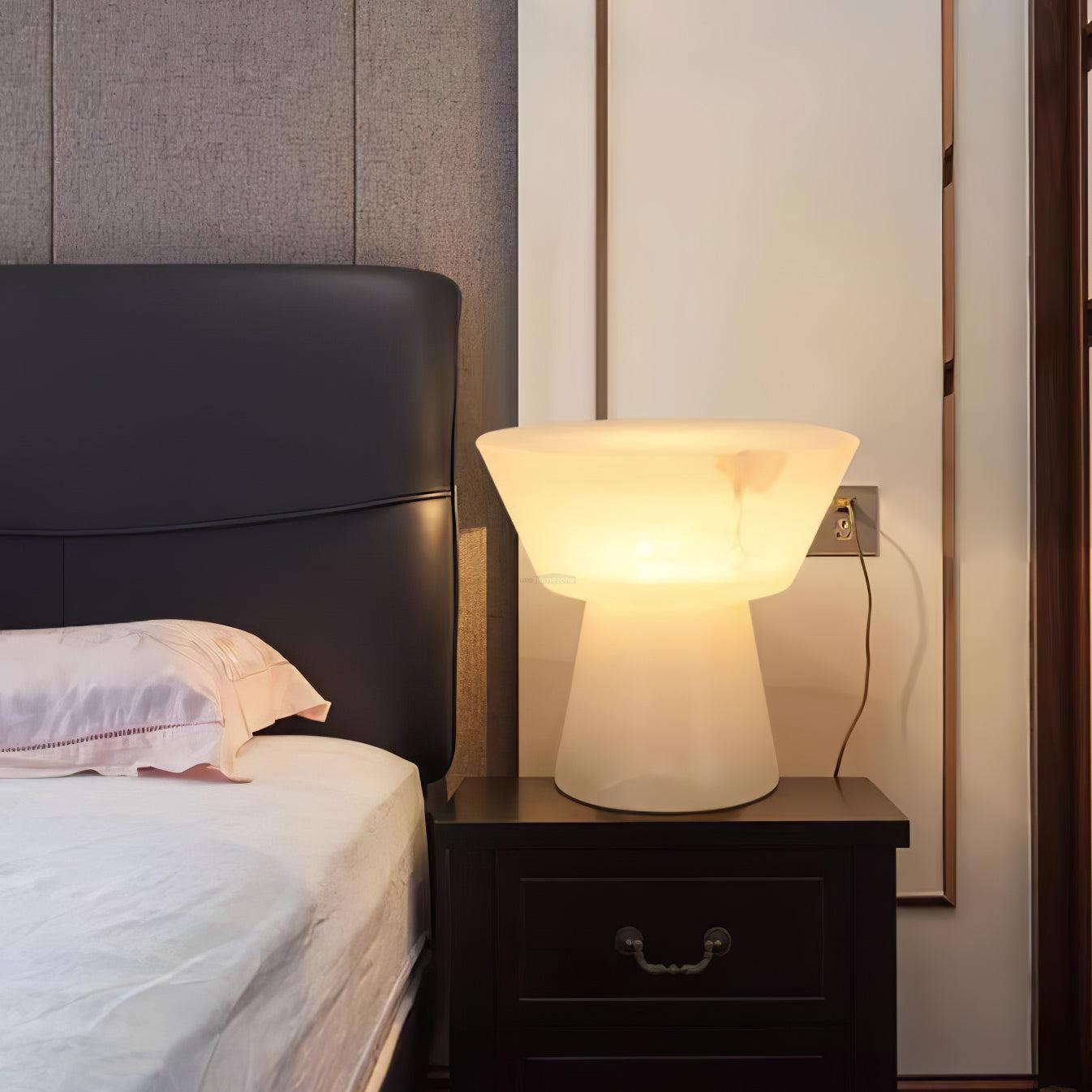 Beta Marble Round Table Lamp - Alabaster-1-Luxehomezone