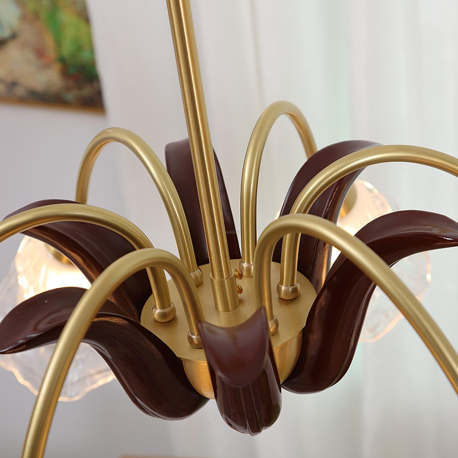 Brass Pastoral Flower Chandelier with 6/8/10 heads - Zahara-1-Luxehomezone