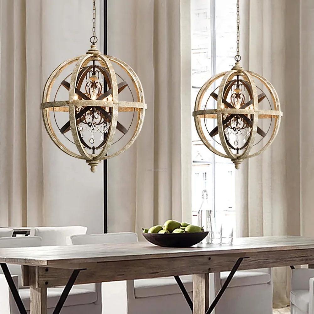 Retro Globe Weathered Chandelier Φ 11.8″ - Genteel-1-Luxehomezone