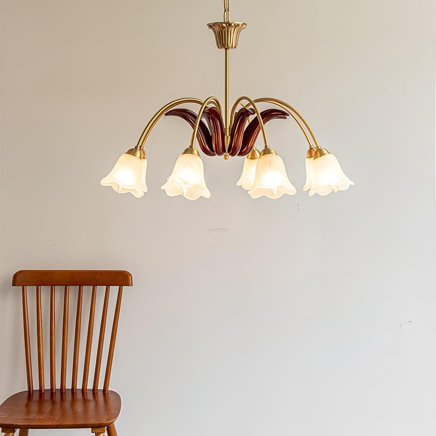 Brass Pastoral Flower Chandelier with 6/8/10 heads - Zahara-1-Luxehomezone