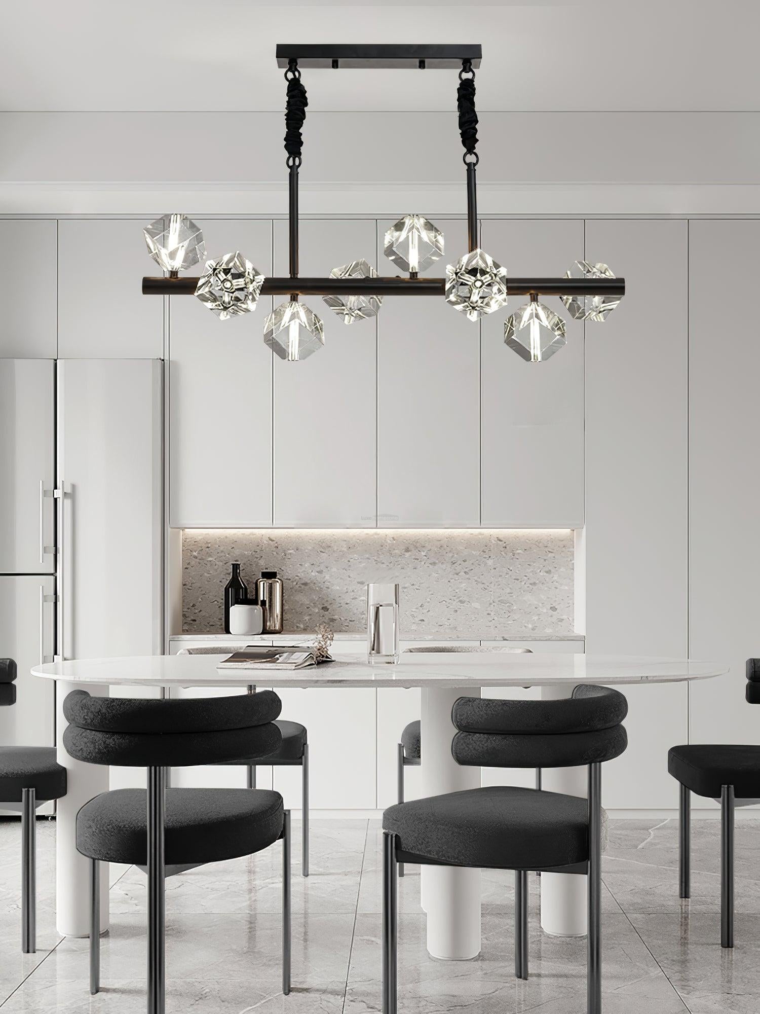 Takku Crystal Linear Chandelier - Black, Gold-1-Luxehomezone