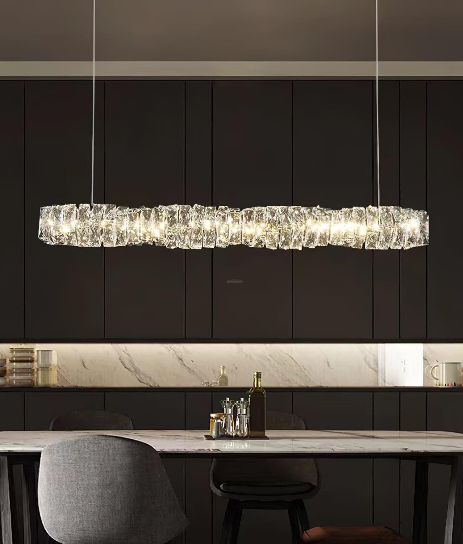 Long Crystal  Linear Pendant Light - Bar-1-Luxehomezone