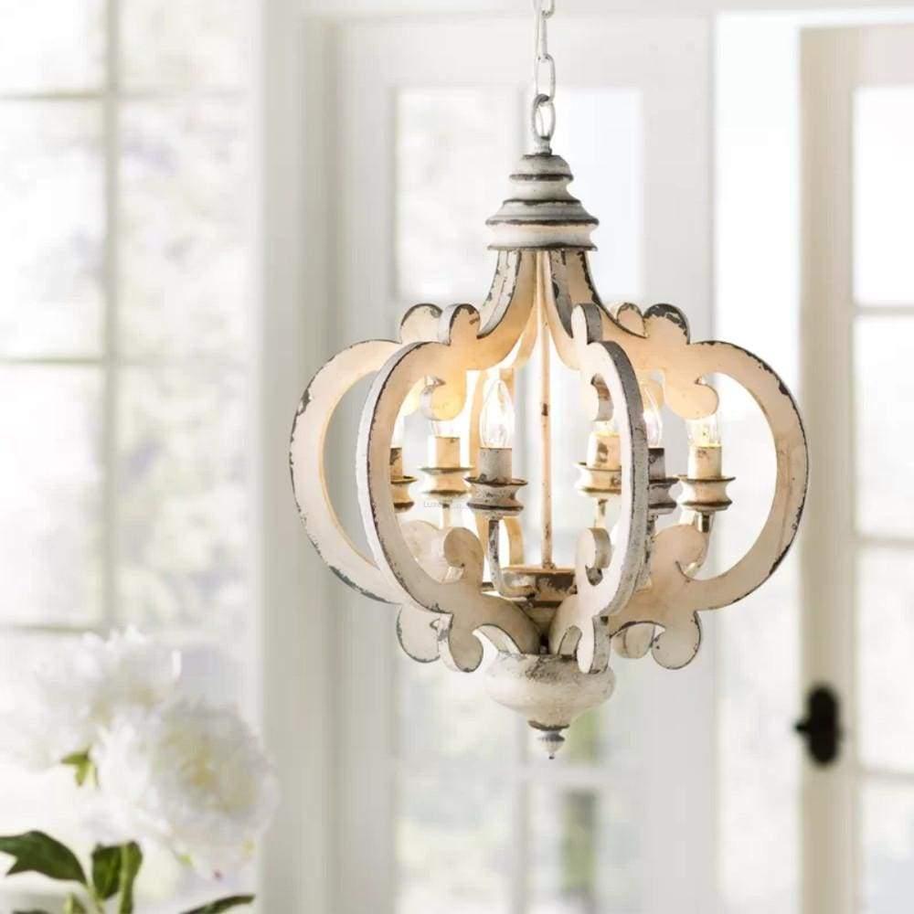Antique White Style Chandelier Φ 19.7″ - Genteel, Optimized-1-Luxehomezone