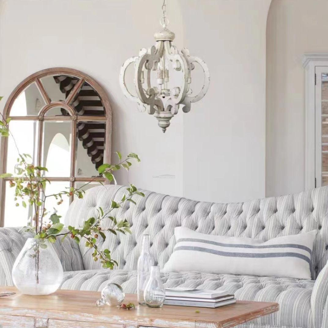 Antique White Style Chandelier Φ 19.7″ - Genteel, Optimized-1-Luxehomezone