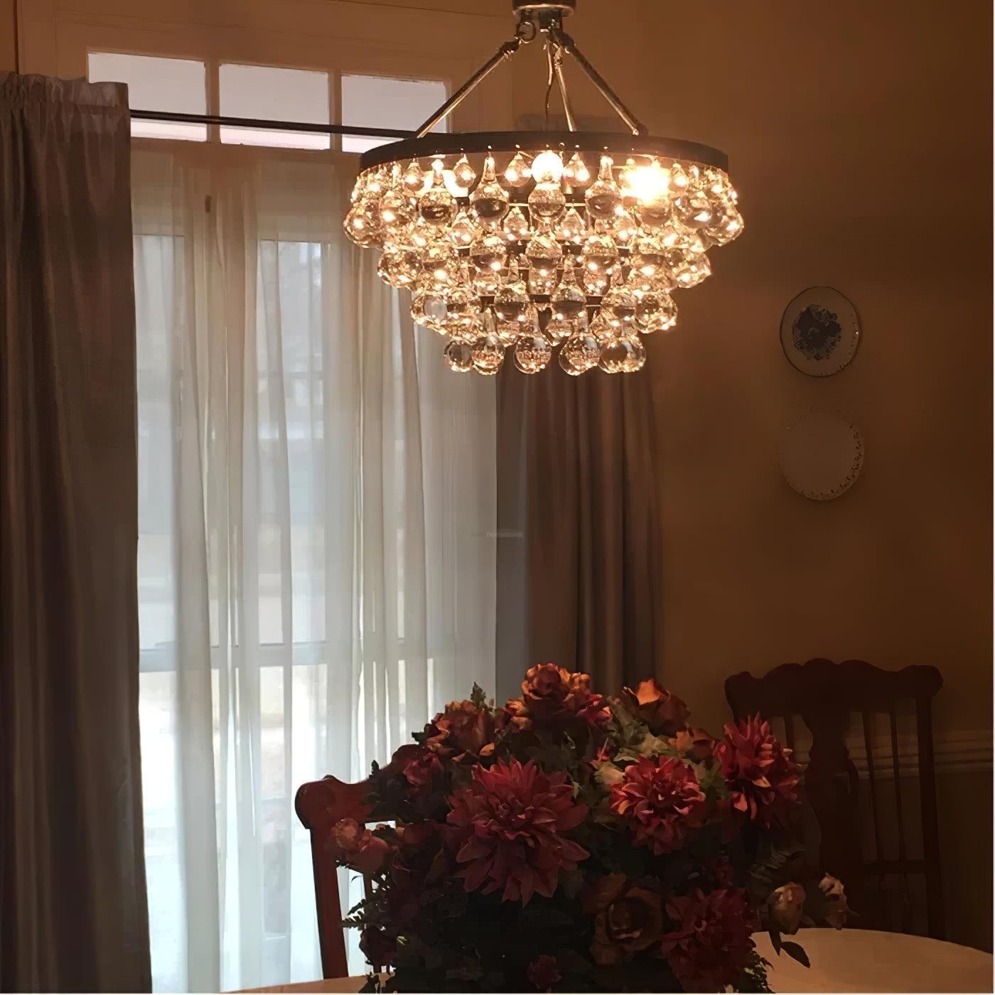 Unique Tiered Crystal Chandelier Φ 15.7″ - Crystals-1-Luxehomezone