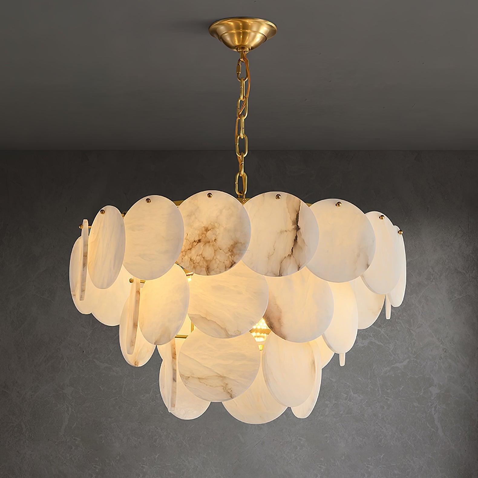 Alabaster Shell Brass Chandelier with 2/3/4/5/6 layer - Alabaster, Alabaster Chandelier-1-Luxehomezone