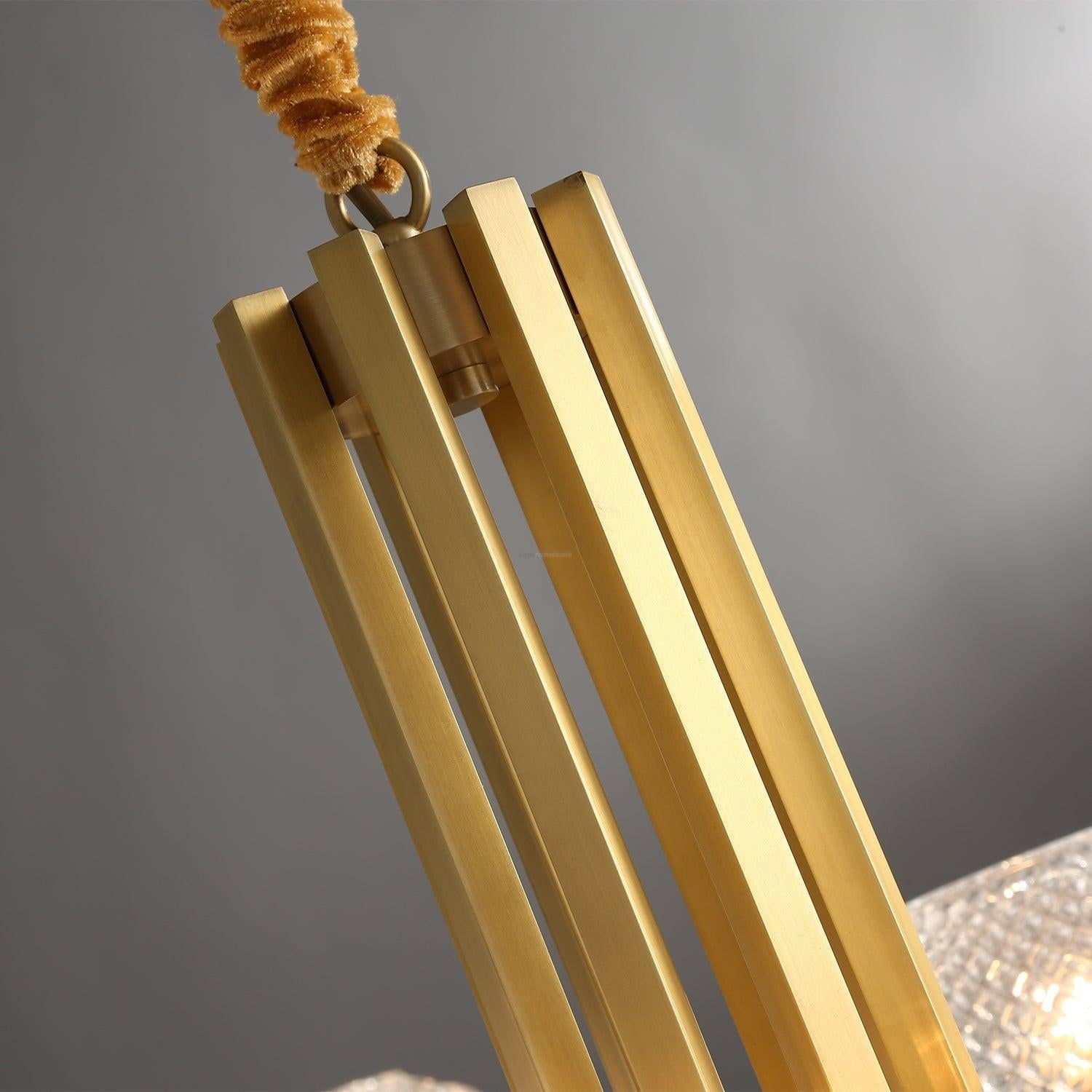 Ribbed Glass Brass Chandelier Φ 27.6″ - Cylinder-1-Luxehomezone