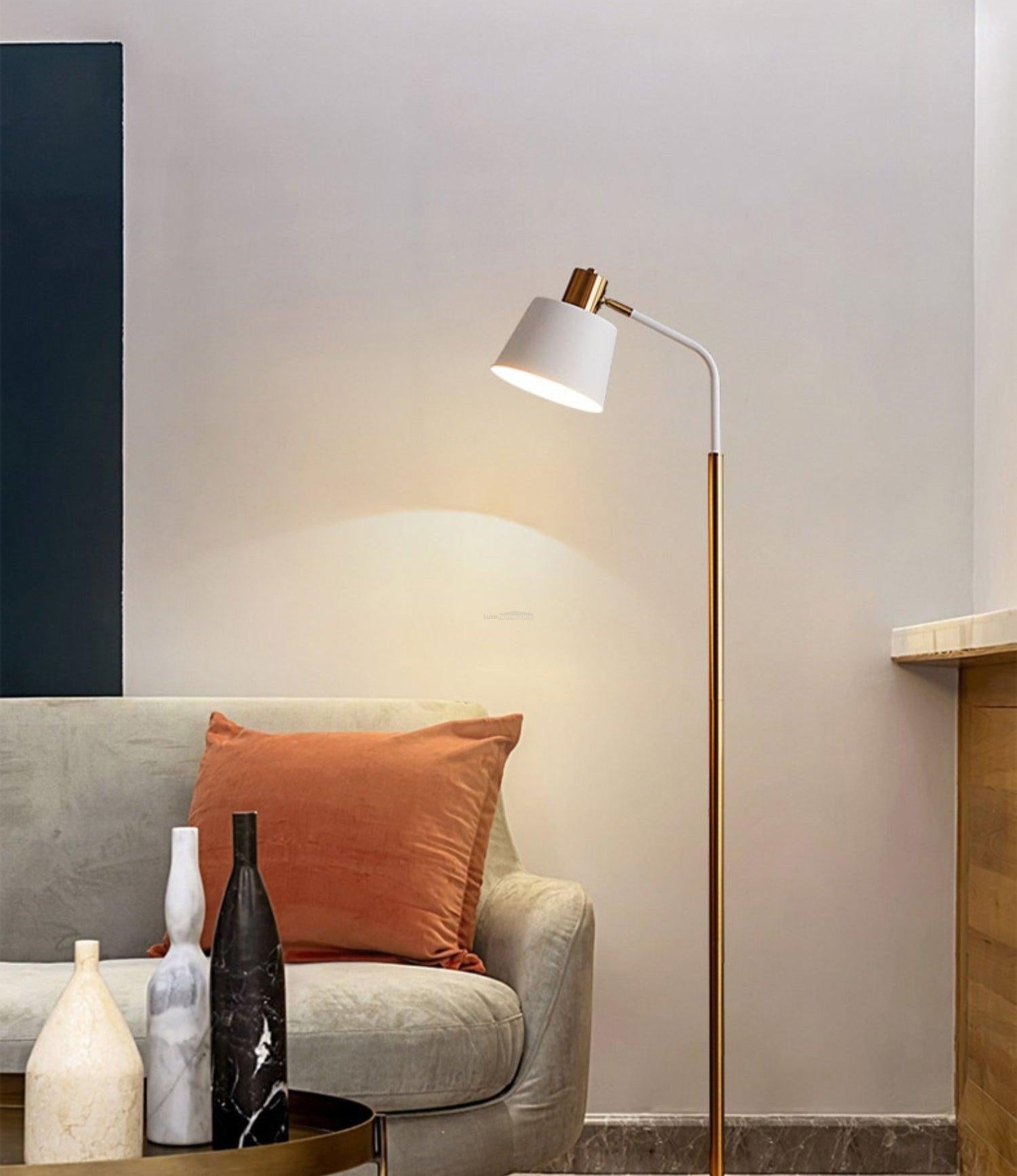 Emmental Floor Lamp ∅ 17.3″ - Gold&Black, Gold&White-1-Luxehomezone