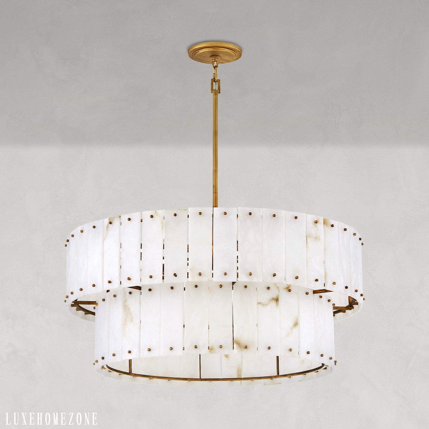 Rancho Alabaster 2-Tier Round Chandelier 34"