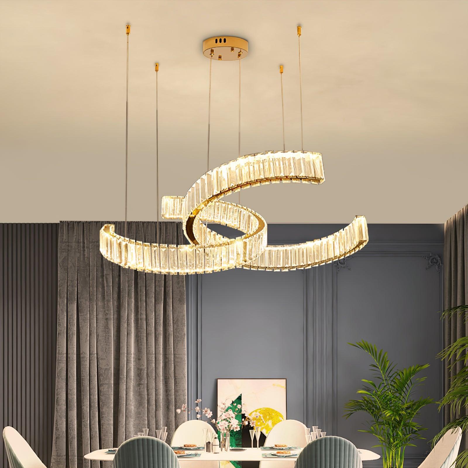 Vortex Double Circular Chandelier - Crystals, Straps-1-Luxehomezone