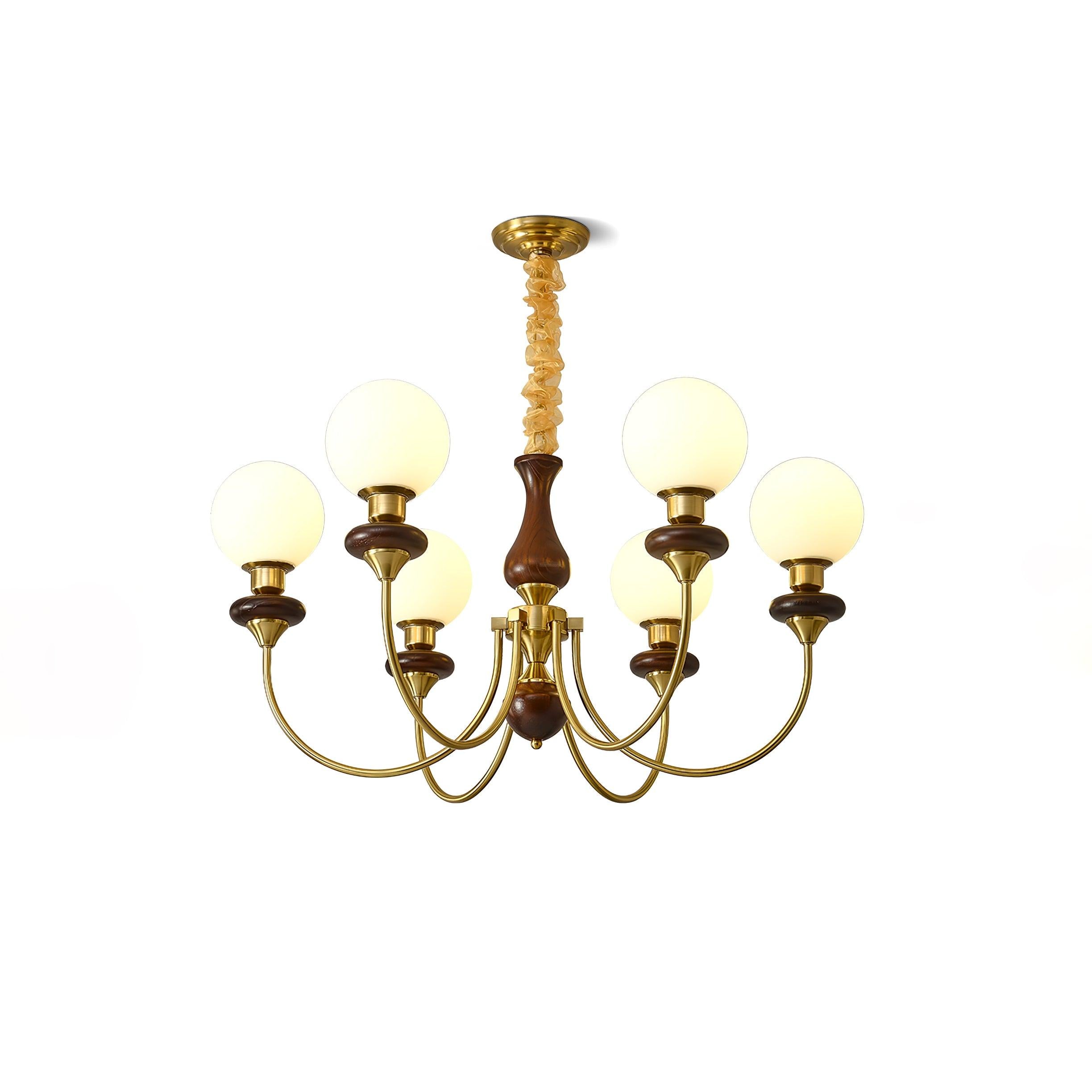 Walnut Brass Chandelier with 3/6/8 lamps - Bend, Marshmallow Chandelier-1-Luxehomezone