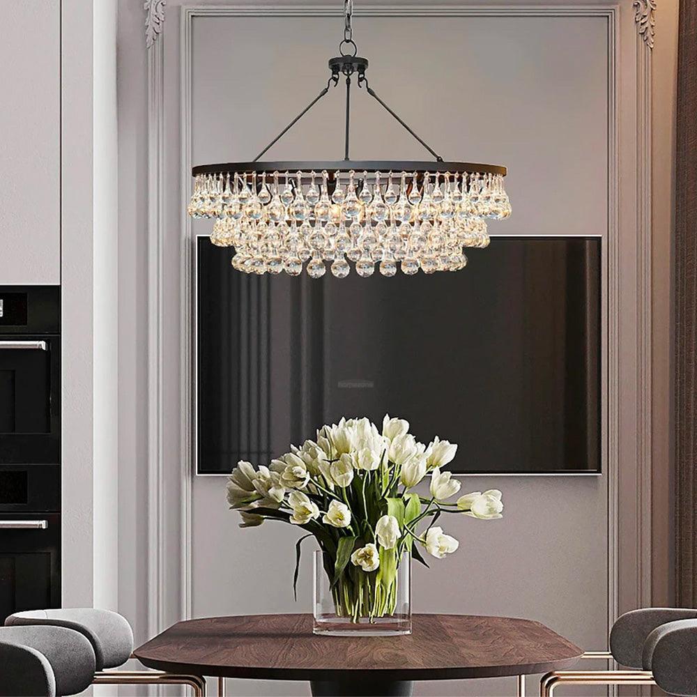 Unique Tiered Crystal Chandelier Φ 15.7″ - Crystals-1-Luxehomezone