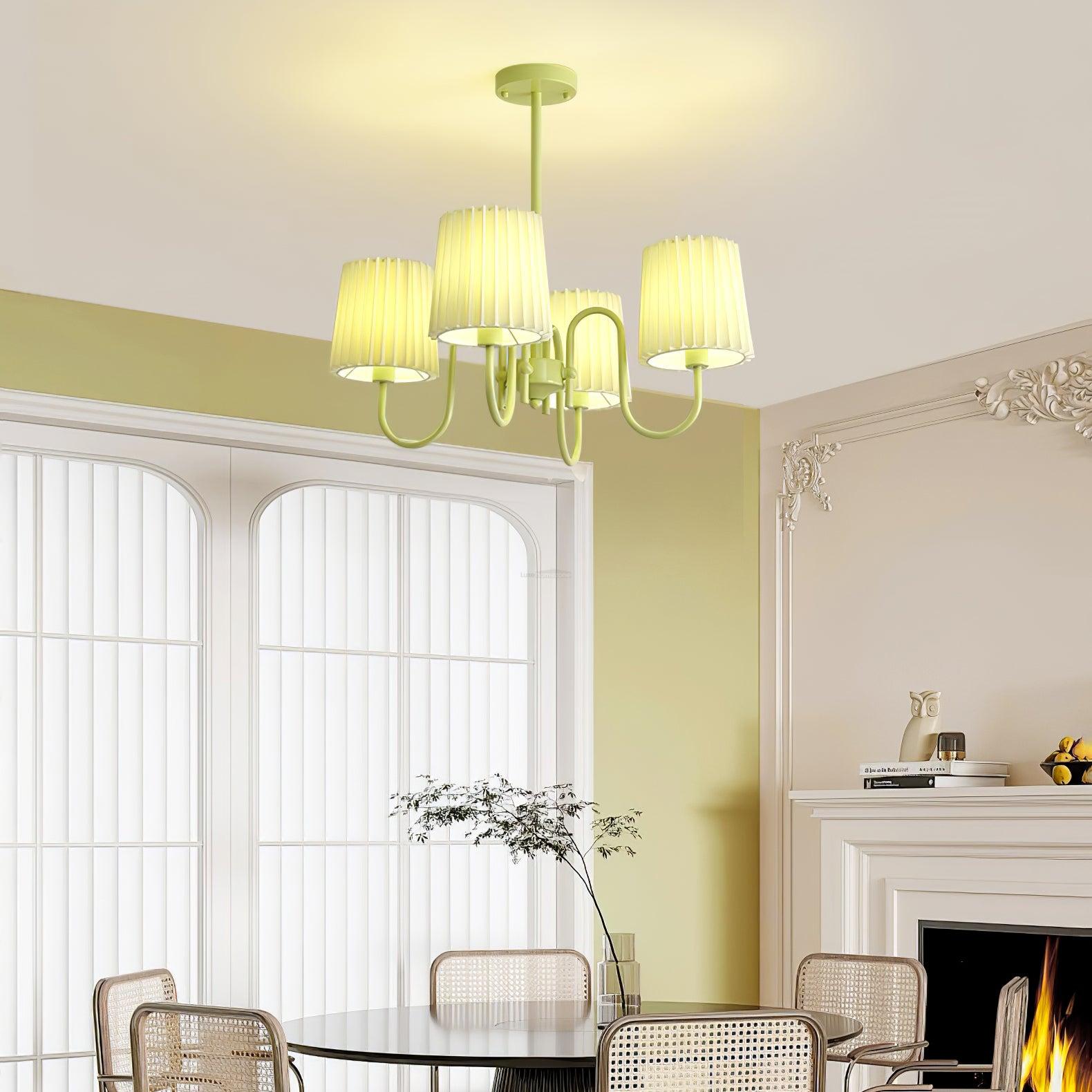 Pleated Fabric Matcha Chandelier with 4/5/6/8 heads - Variety-1-Luxehomezone
