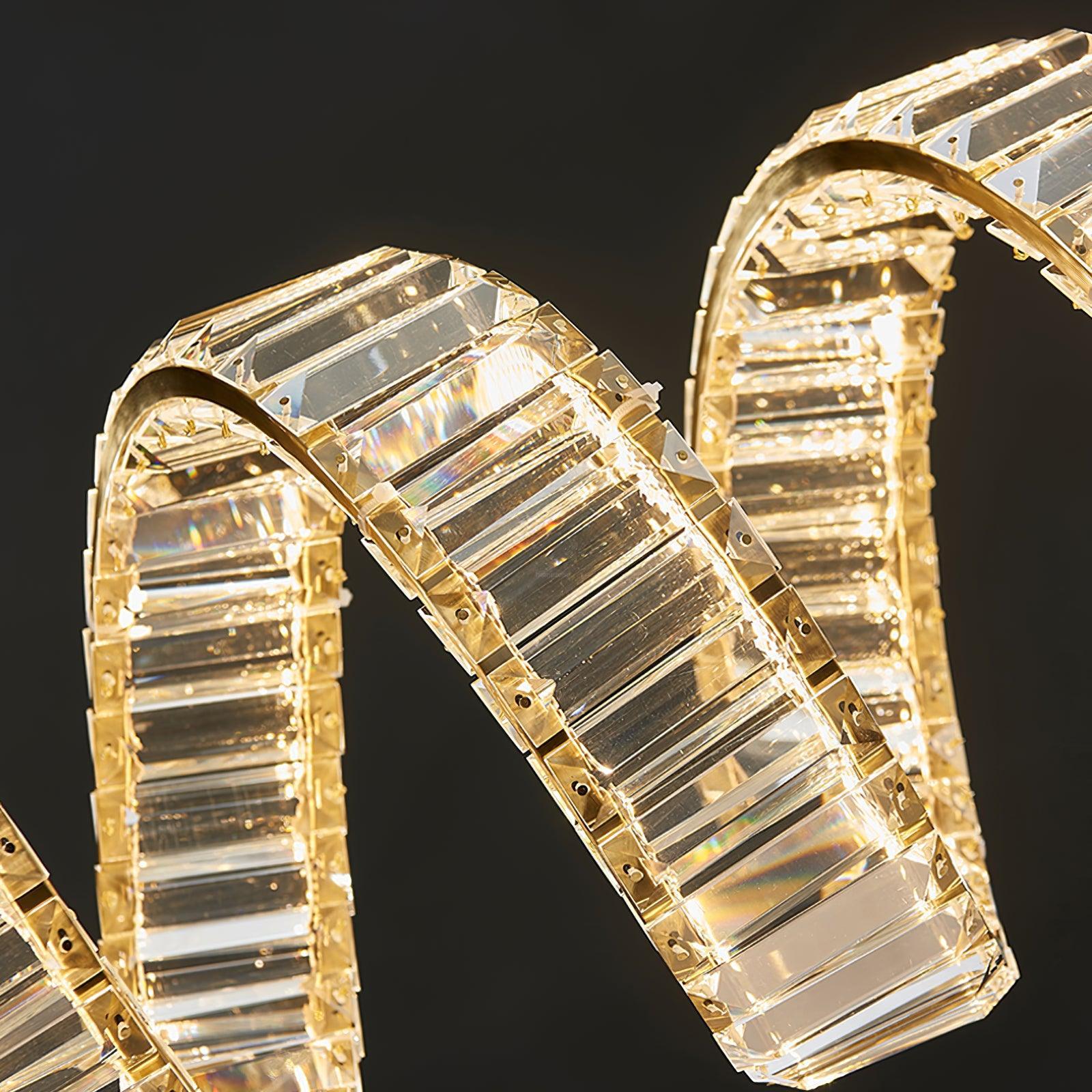Curved LED Chandelier 39'' 47'' 59'' - Crystals, Straps-1-Luxehomezone