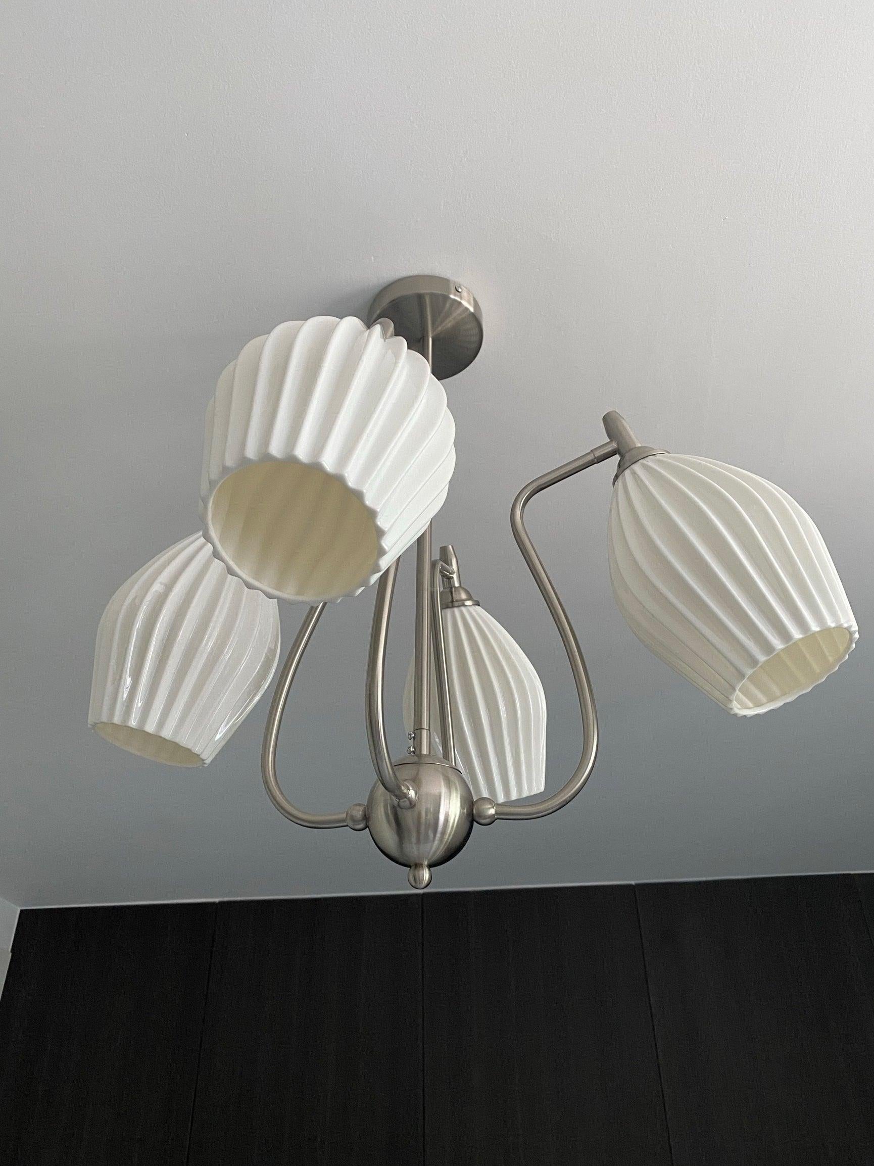 Ceramic Ribbed Chandelier with 4/6/8 heads - Flower Ceramic-1-Luxehomezone