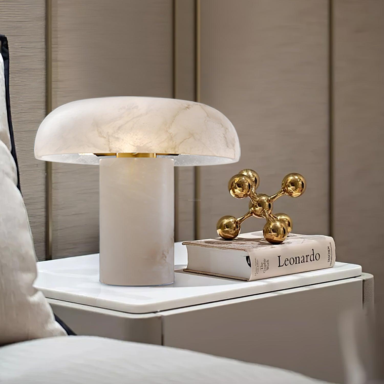 Mushroom Table Lamp Style B - Alabaster-1-Luxehomezone