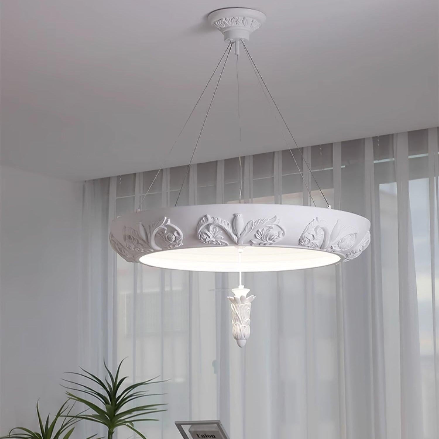 Artistic Carved Plaster Chandelier ∅ 23.6″~∅ 31.5″ - Alabaster-1-Luxehomezone
