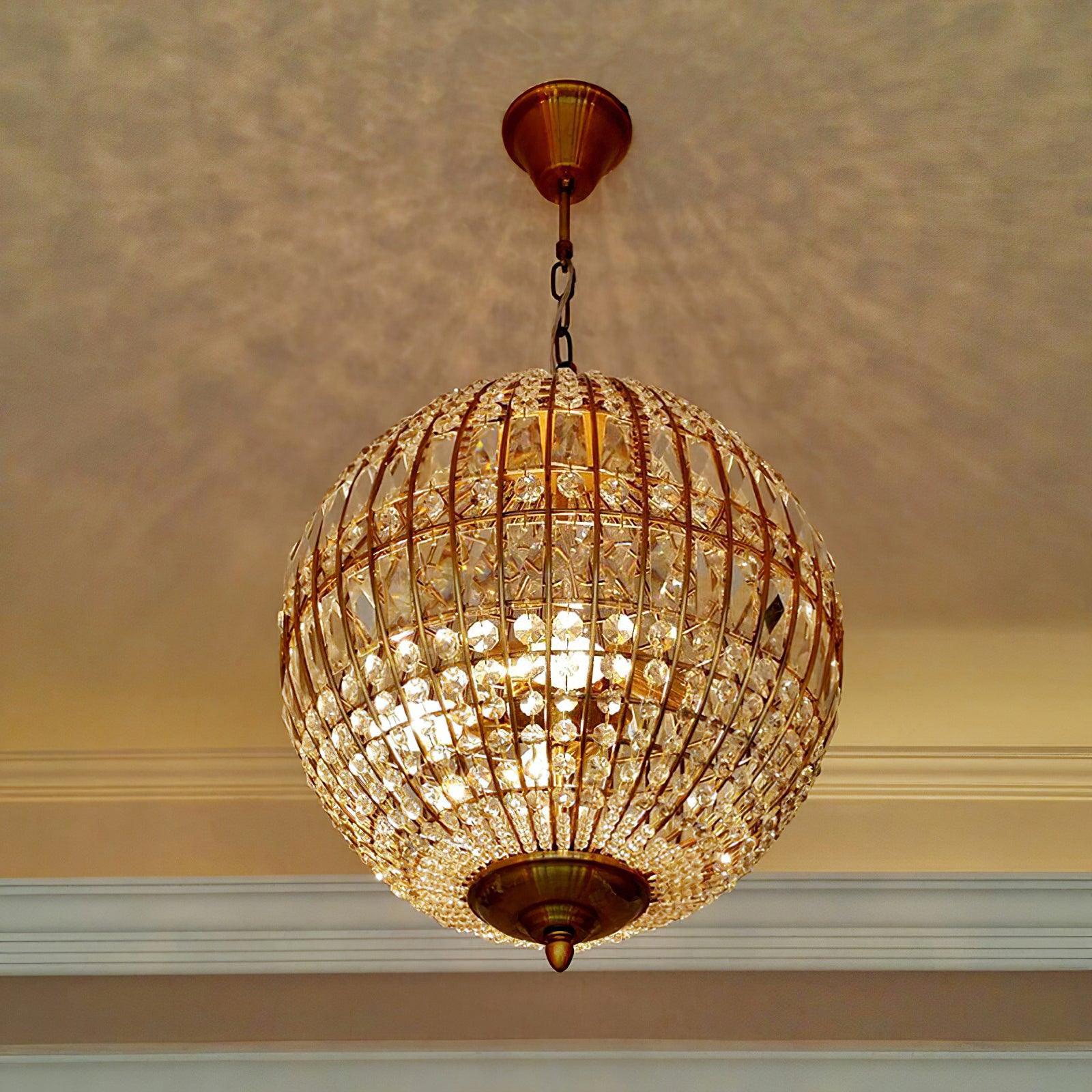 Traditional Globe Chandelier - Classic, Crystals-1-Luxehomezone