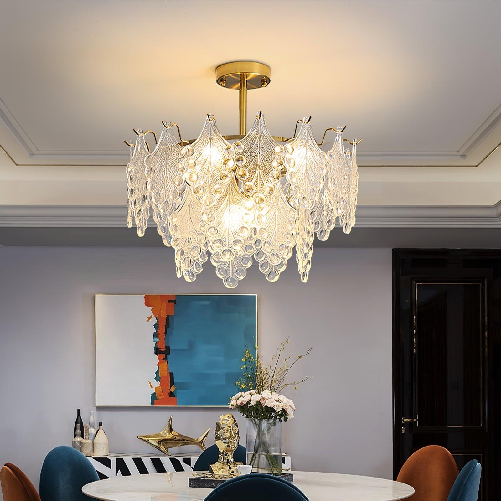 Tiered Carved Glass Chandelier Φ 15.7″ - Luxehomezone