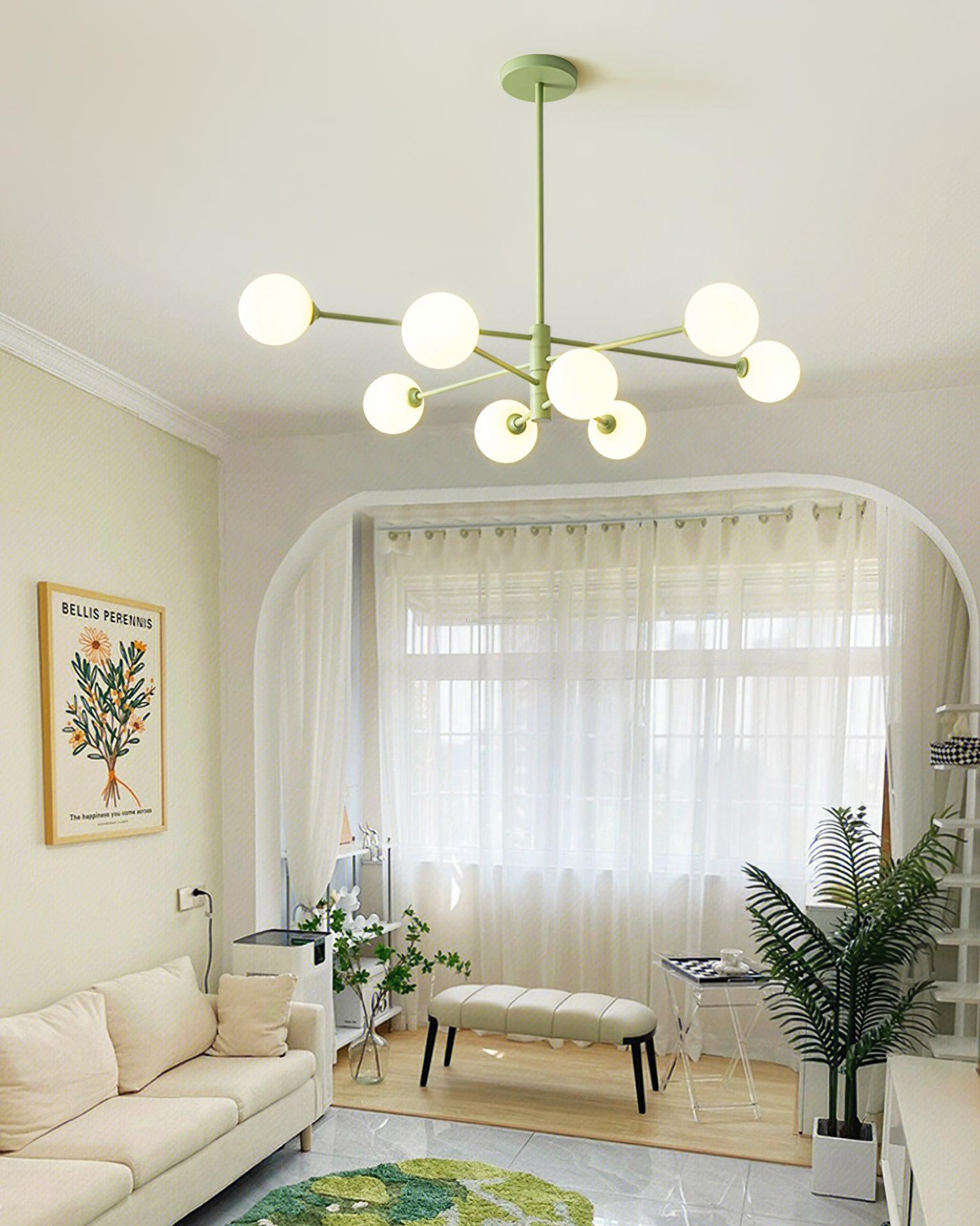 Orbi Green Chandelier with 4/6/8 heads - Frown-1-Luxehomezone