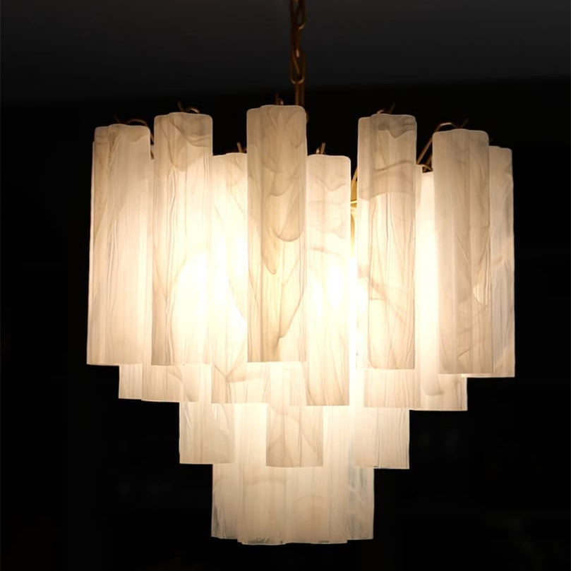 Tronchi Murano Chandelier – 36 tubes – Alabaster white