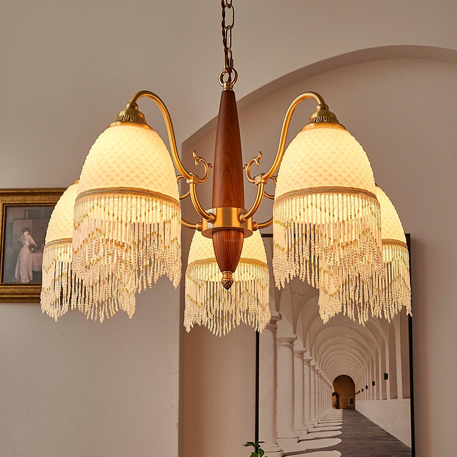 Mesh Tassel Glass Chandelier ∅ 19.7″ - Tassel-1-Luxehomezone